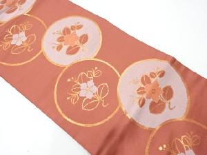 丸文に草花模様織出し名古屋帯